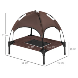 PawHut Raised Dog Bed Waterproof Elevated Pet Cot with Breathable Mesh UV Protection Canopy Coffee, for Small Dogs, 61 x 46 x 62cm - Aosom UK - thumbnail 3