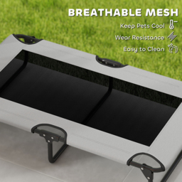 PawHut Portable Raised Dog Bed, Elevated Pet Cot with Breathable Mesh for Indoor Outdoor, for Large Dogs, Light Grey - thumbnail 7