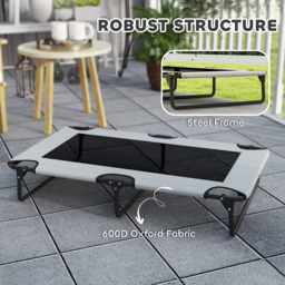 PawHut Portable Raised Dog Bed, Elevated Pet Cot with Breathable Mesh for Indoor Outdoor, for Large Dogs, Light Grey - thumbnail 5