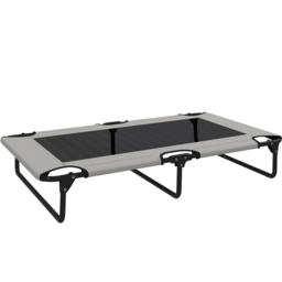 PawHut Portable Raised Dog Bed, Elevated Pet Cot with Breathable Mesh for Indoor Outdoor, for Large Dogs, Light Grey - thumbnail 1