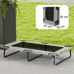 PawHut Portable Raised Dog Bed, Elevated Pet Cot with Breathable Mesh for Indoor Outdoor, for Large Dogs, Light Grey - thumbnail 3