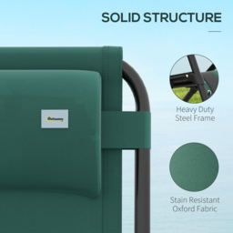 Outsunny Foldable Reclining Garden Chair, Zero Gravity Chair with Padded Seat, Cup Holder, Adjustable Backrest, Pillow for Outdoor, Patio, Deck, Green - thumbnail 6