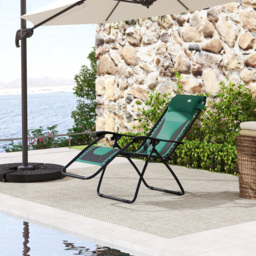 Outsunny Foldable Reclining Garden Chair, Zero Gravity Chair with Padded Seat, Cup Holder, Adjustable Backrest, Pillow for Outdoor, Patio, Deck, Green - thumbnail 8