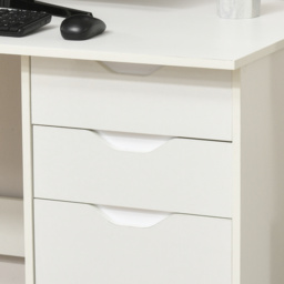 HOMCOM High Gloss Computer Desk with Drawers, Modern Writing Workstation with Storage Cabinet, PC Study Table for, Office, Study, White - Aosom UK - thumbnail 7