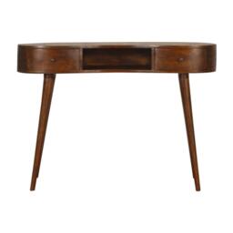 Wood Console Table with 2 Drawers & Open Slot, Durable Construction, Window Side Writing Table for Living Room & Bedroom, Brown - Aosom UK - thumbnail 2