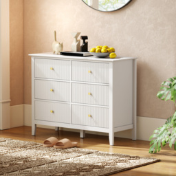 HOMCOM Fluted Dresser, 6 Drawer Chest of Drawers for Bedroom, Living Room, Hallway, Closet, White - thumbnail 9