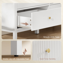 HOMCOM Fluted Dresser, 6 Drawer Chest of Drawers for Bedroom, Living Room, Hallway, Closet, White - thumbnail 6