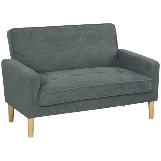 HOMCOM Two-Seater Velvet-Feel Sofa - Grey - image 1