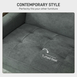 HOMCOM Two-Seater Velvet-Feel Sofa - Grey - thumbnail 5