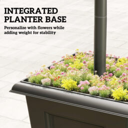 Outsunny Solar Lamp Post with Dusk-to-Dawn Sensor Street Light with 3-Head Planter 185 cm Black - thumbnail 6