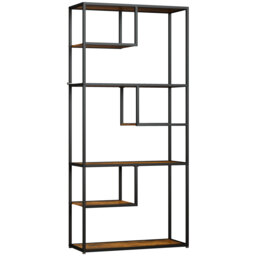 HOMCOM Industrial Bookcase Shelf, 7 Tier Metal Shelving, Storage Shelves for Living Room, Home Office, Bedroom, Rustic Brown - Aosom UK
