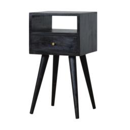 Mini Nightstand with Drawer and Open Shelf, Sustainable Construction, Small side table for Bedroom, 30L x 30W x 57H cm, Black - Aosom UK - thumbnail 6