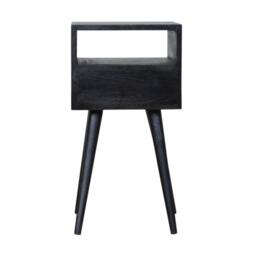 Mini Nightstand with Drawer and Open Shelf, Sustainable Construction, Small side table for Bedroom, 30L x 30W x 57H cm, Black - Aosom UK - thumbnail 8