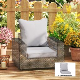 Outsunny Replacement Cushion Pillow for Patio Chair, Indoor Outdoor Seat and Back Cushion Set, Light Grey - Aosom UK - thumbnail 8