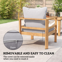 Outsunny Replacement Cushion Pillow for Patio Chair, Indoor Outdoor Seat and Back Cushion Set, Light Grey - Aosom UK - thumbnail 7