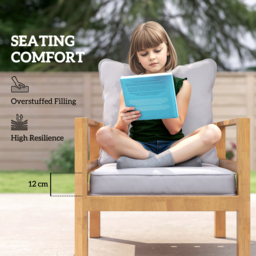 Outsunny Replacement Cushion Pillow for Patio Chair, Indoor Outdoor Seat and Back Cushion Set, Light Grey - Aosom UK - thumbnail 4