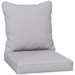 Outsunny Replacement Cushion Pillow for Patio Chair, Indoor Outdoor Seat and Back Cushion Set, Light Grey - Aosom UK