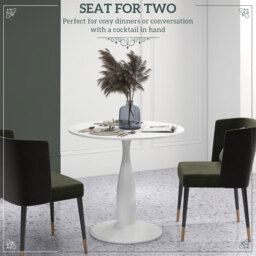 HOMCOM Round Dining Table, Modern Dining Room Table with Steel Base, Non-slip Foot Pad, Space Saving Small Dining Table - thumbnail 4