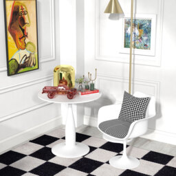 HOMCOM Round Dining Table, Modern Dining Room Table with Steel Base, Non-slip Foot Pad, Space Saving Small Dining Table - thumbnail 8
