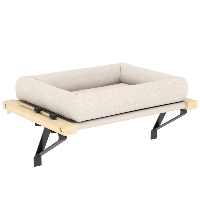PawHut Cat Radiator Bed, Adjustable Hanging Cat Hammock with Removable and Washable Cushion for Indoor Cats, Cream White - image 1