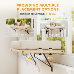 PawHut Cat Radiator Bed, Adjustable Hanging Cat Hammock with Removable and Washable Cushion for Indoor Cats, Cream White - thumbnail 4