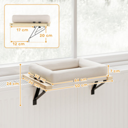 PawHut Cat Radiator Bed, Adjustable Hanging Cat Hammock with Removable and Washable Cushion for Indoor Cats, Cream White - thumbnail 3