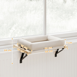 PawHut Cat Radiator Bed, Adjustable Hanging Cat Hammock with Removable and Washable Cushion for Indoor Cats, Cream White - thumbnail 3