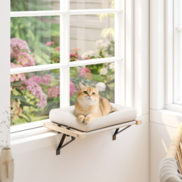 PawHut Cat Radiator Bed, Adjustable Hanging Cat Hammock with Removable and Washable Cushion for Indoor Cats, Cream White - thumbnail 2