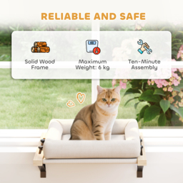 PawHut Cat Radiator Bed, Adjustable Hanging Cat Hammock with Removable and Washable Cushion for Indoor Cats, Cream White - thumbnail 9