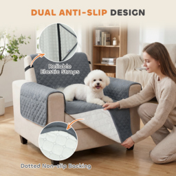 PawHut Waterproof Sofa Cover, Soft Couch Cover for Dogs Cats Pets, Non Slip Sofa Slipcoevr with Elastic Straps - thumbnail 5