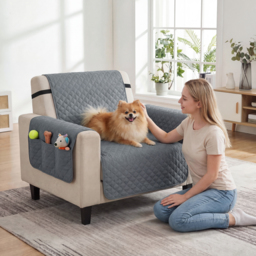 PawHut Waterproof Sofa Cover, Soft Couch Cover for Dogs Cats Pets, Non Slip Sofa Slipcoevr with Elastic Straps - thumbnail 2
