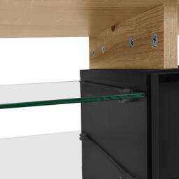 Modern TV Cabinet with LED Lighting and Storage Compartments, Durable TV Stand for Living Room, 170L x 33W x 33.5H cm, Black+Natural - Aosom UK - thumbnail 7