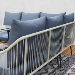 Outsunny 6 Piece Garden Furniture Set, Garden Corner Sofa Set with Thickened Cushions, Glass Top Table and Footstools for Conservatory, Light Grey - thumbnail 9