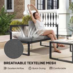 Outsunny 4 Piece Garden Furniture Set, Garden Sofa Set with 2 Loveseats, Armless Chair, Coffee Table for Balcony, Dark Grey - thumbnail 5