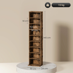 HOMCOM 260 Narrow CD Storage Unit - Rustic Brown - thumbnail 3