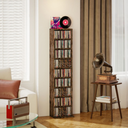 HOMCOM 260 Narrow CD Storage Unit - Rustic Brown - thumbnail 2