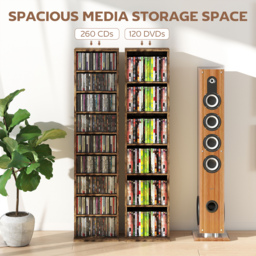 HOMCOM 260 Narrow CD Storage Unit - Rustic Brown - thumbnail 4