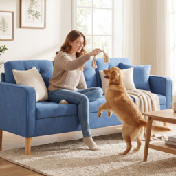 HOMCOM 3 Seater Sofa, 169cm Couch with Hidden Storage, Wood Legs, Blue - thumbnail 8