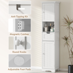 HOMCOM Slim Bathroom Storage Cabinet with Sensor Lights, Space-Saving and Modern Design, White - Aosom UK - thumbnail 7