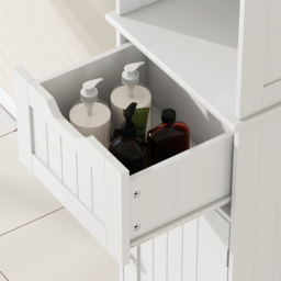 HOMCOM Slim Bathroom Storage Cabinet with Sensor Lights, Space-Saving and Modern Design, White - Aosom UK - thumbnail 9