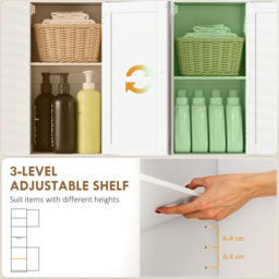 HOMCOM Slim Bathroom Storage Cabinet with Sensor Lights, Space-Saving and Modern Design, White - Aosom UK - thumbnail 6
