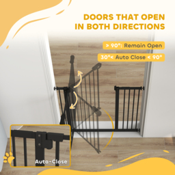 PawHut Dog Gate for Stairs Dog Gate Pet Gate with Openable Metal Frame, Slide and Lift the Handle to Pass, 74-94Wcm, Black - Aosom UK - thumbnail 5