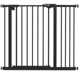 PawHut Dog Gate for Stairs Dog Gate Pet Gate with Openable Metal Frame, Slide and Lift the Handle to Pass, 74-94Wcm, Black - Aosom UK