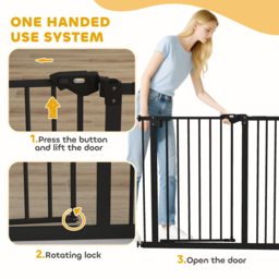 PawHut Dog Gate for Stairs Dog Gate Pet Gate with Openable Metal Frame, Slide and Lift the Handle to Pass, 74-94Wcm, Black - Aosom UK - thumbnail 6