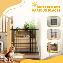 PawHut Dog Gate for Stairs Dog Gate Pet Gate with Openable Metal Frame, Slide and Lift the Handle to Pass, 74-94Wcm, Black - Aosom UK - thumbnail 8