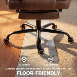 HOMCOM Executive Office Chair, Leathaire Big and Tall Office Chair 180 kg with Wide Seat, Reclining, Lumbar Support, Brown - thumbnail 7