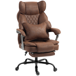 HOMCOM Executive Office Chair, Leathaire Big and Tall Office Chair 180 kg with Wide Seat, Reclining, Lumbar Support, Brown - thumbnail 1