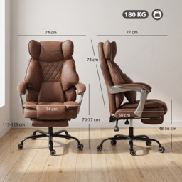 HOMCOM Executive Office Chair, Leathaire Big and Tall Office Chair 180 kg with Wide Seat, Reclining, Lumbar Support, Brown - thumbnail 3