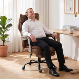 HOMCOM Executive Office Chair, Leathaire Big and Tall Office Chair 180 kg with Wide Seat, Reclining, Lumbar Support, Brown - thumbnail 9