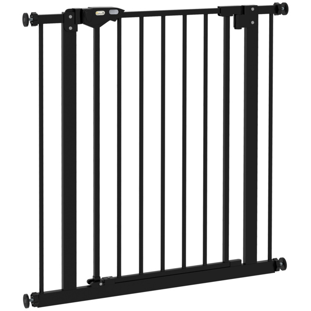 PawHut Adjustable Metal Dog Gate, Safety Barrier for Pets, 74-80cm Wide, Easy Installation, Black - Aosom UK - image 1
